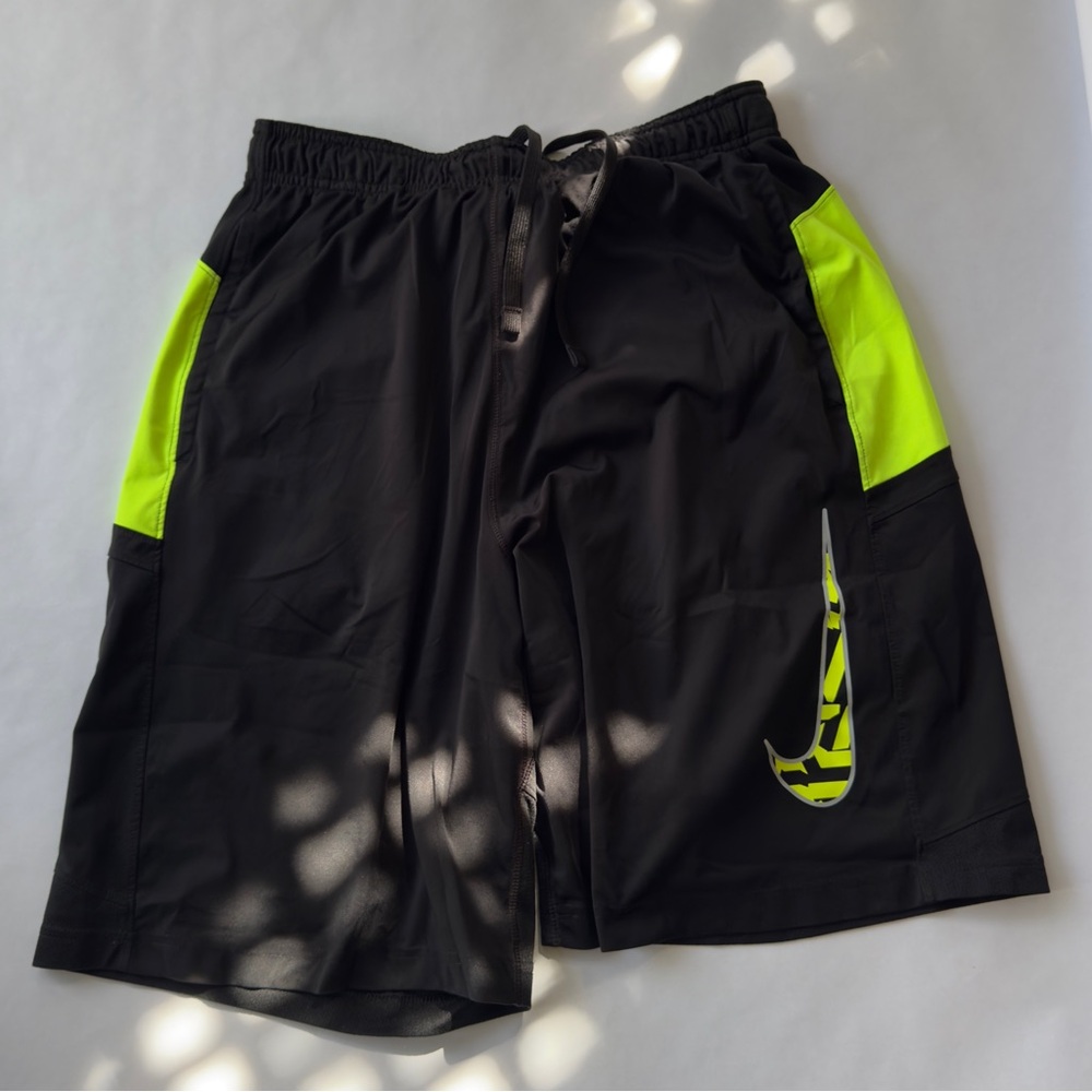 Nike Black Shorts with Neon Yellow Panels